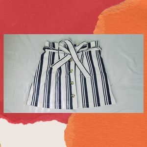 FOREVER21 Navy Blue Stripped Heavy Cotton Shirt, Women's Size Large